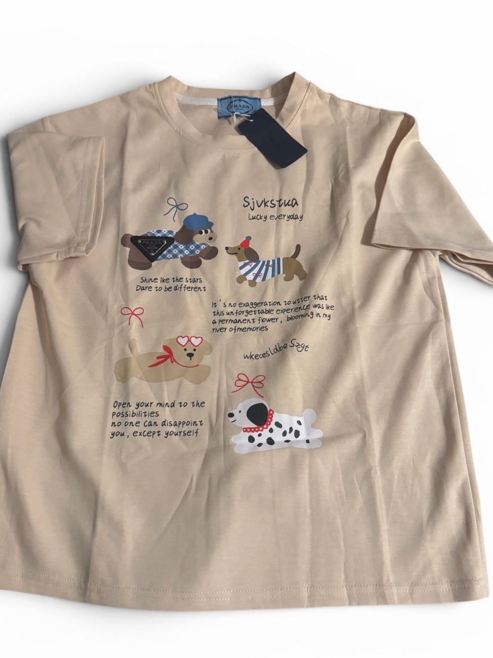 Lucky Everyday Beige Dog Graphic Tee